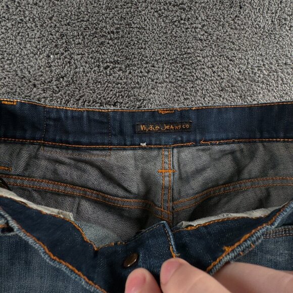 Nudie Jeans Co Mens Jeans Denim Pants Trouser Size 28x32 GRIM TIM WHITE KNEE - Picture 14 of 16